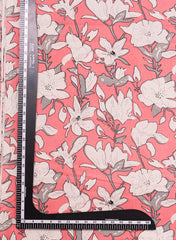 Peach Color Floral Bloom: Cotton Flex Discharge Print Fabric with Abstract Magnolia Pattern