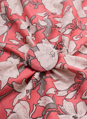 Peach Color Floral Bloom: Cotton Flex Discharge Print Fabric with Abstract Magnolia Pattern