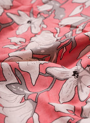 Peach Color Floral Bloom: Cotton Flex Discharge Print Fabric with Abstract Magnolia Pattern