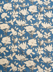 Sky Blue Color Floral Bloom: Cotton Flex Discharge Print Fabric with Abstract Magnolia Pattern