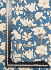Sky Blue Color Floral Bloom: Cotton Flex Discharge Print Fabric with Abstract Magnolia Pattern