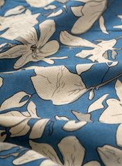Sky Blue Color Floral Bloom: Cotton Flex Discharge Print Fabric with Abstract Magnolia Pattern