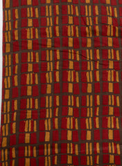 Cotton Flex Mix & Match Fabric in Off-White & Grey with Mustard and Rust Geometric Abstract Discharge Print Design
