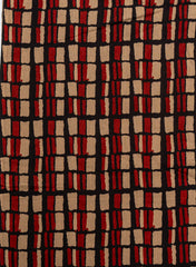 Cotton Flex Mix & Match Fabric in Beige & Black with Red Geometric Abstract Discharge Print Design