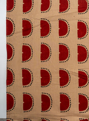 Cotton Flex Mix & Match Fabric in Beige & Black with Red Geometric Abstract Discharge Print Design