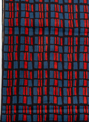Cotton Flex Mix & Match Fabric – Black Base with Red Abstract Motif & Blue Geometric Print