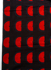 Cotton Flex Mix & Match Fabric – Black Base with Red Abstract Motif & Blue Geometric Print
