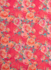 Art Linen Fabric – Hot Pink with Vibrant Digital Floral Print