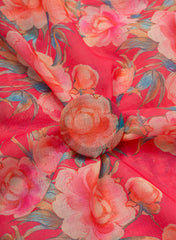 Art Linen Fabric – Hot Pink with Vibrant Digital Floral Print