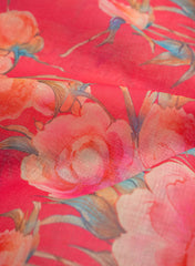 Art Linen Fabric – Hot Pink with Vibrant Digital Floral Print