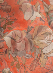Art Linen Fabric – Orange Color with Vibrant Digital Floral Print