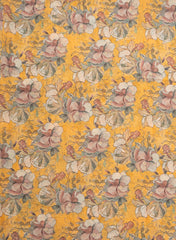 (Pre Cut-2.5 Meter) Art Linen Fabric – Yellow Color with Vibrant Digital Floral Print