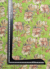 Art Linen Fabric – Green Color with Vibrant Digital Floral Print