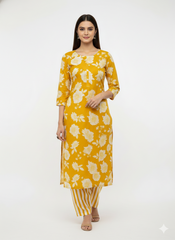 Pure Cotton Cambric Mix And Match Yellow Color Block Print Fabric.