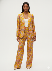 Linen Satin Mustard Yellow Color Floral Pattern Digital Print Fabric.