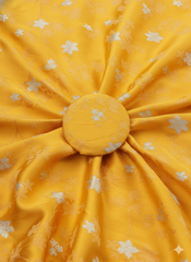 Pure Viscose Satin Yellow Color With Jacquard Butti Dyed Fabric