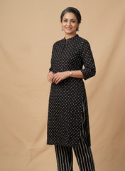 Pure Cotton Cambric Black Color Mix & Match Fabric.