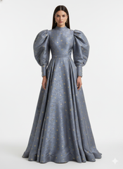 Pure Viscose Satin Light Purple Color With Jacquard Butti Dyed Fabric