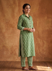 Pure Cotton Cambric Green Color Mix & Match Fabric.