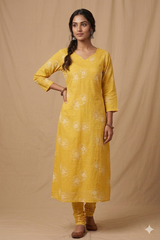 Pure Cotton Cambric Yellow Color Mix & Match Fabric.