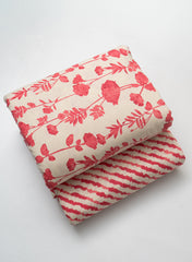 Cotton Flex Mix & Match Fabric – Off-White with Red Floral Print.