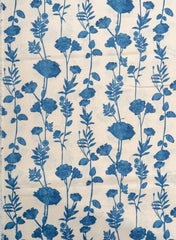 Cotton Flex Mix & Match Fabric – Off-White with Blue Floral Print.
