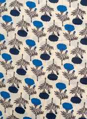 Cotton Flex Mix & Match Fabric – Off-White with Blue Floral Print.