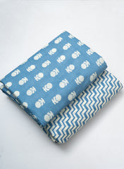 Pure Cotton Cambric Blue Color Mix & Match Fabric.