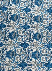 Pure Cotton Cambric Off-White And Blue Color Mix & Match Fabric.