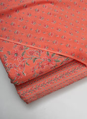Pure Cotton Cambric Salmon Pink Color Floral Pattern Mix & Match Fabric With Dupatta.