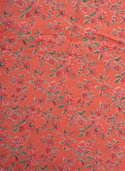 Pure Cotton Cambric Salmon Pink Color Floral Pattern Mix & Match Fabric With Dupatta.