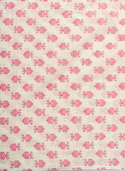 Pure Cotton Cambric Off-White And Bright Pink Color Floral Pattern Mix & Match Fabric With Dupatta.