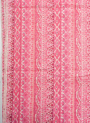 Pure Cotton Cambric Off-White And Bright Pink Color Floral Pattern Mix & Match Fabric With Dupatta.