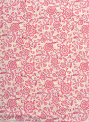 Pure Cotton Cambric Off-White And Bright Pink Color Floral Pattern Mix & Match Fabric With Dupatta.