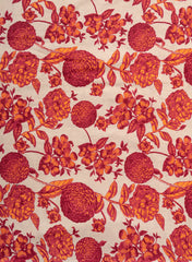 Beige Color With Maroon Color Floral Pattern Cotton Flex Discharge Print Fabric.