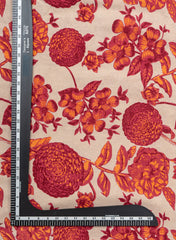Beige Color With Maroon Color Floral Pattern Cotton Flex Discharge Print Fabric.