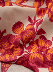 Beige Color With Maroon Color Floral Pattern Cotton Flex Discharge Print Fabric.