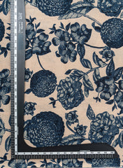 Beige Color With Blue Color Floral Pattern Cotton Flex Discharge Print Fabric.
