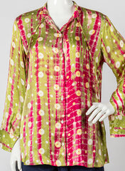 Lime Candy - Floral Shibori Modal Satin Fusion Shirt