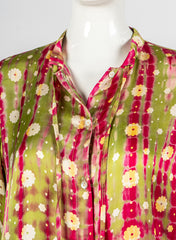Lime Candy - Floral Shibori Modal Satin Fusion Shirt
