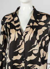 Midnight Tide - Black Abstract Modal Satin Fusion Shirt