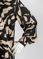 Midnight Tide - Black Abstract Modal Satin Fusion Shirt
