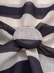 Art Linen Black And White Color Stripes Pattern Hybrid Print Fabric.