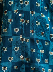 Aarohi – Pure Muslin Teal Ethnic Print Shirt with Statement Back Motif