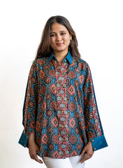 Diya – Classic Button-Down Pure Muslin Shirt with Artistic Print