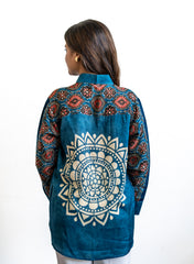 Diya – Classic Button-Down Pure Muslin Shirt with Artistic Print