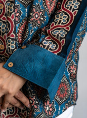 Diya – Classic Button-Down Pure Muslin Shirt with Artistic Print