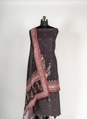 Premium Wine Linen Suit Set with Graceful Dupatta