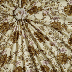 (Pre cut-2.5Meter) Light Yellow Olive Table Digital Print Pure Muslin