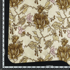 (Pre cut-2.5Meter) Light Yellow Olive Table Digital Print Pure Muslin